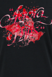 Svarta Casual Party Print Patchwork T-shirts med bokstaven O-hals