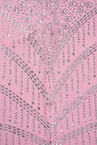 Розовое сексуальное вечернее элегантное вечернее платье в стиле пэчворк с прозрачными перьями и горячими вечерними платьями без бретелек