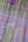 Vêtements d'extérieur à col cardigan en patchwork imprimé rue violet clair