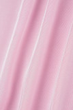 ピンクのセクシーなパーティーエレガントフォーマルパッチワークシースルーフェザーホットドリルストラップレスイブニングドレスドレス