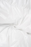 Белая сексуальная однотонная лоскутная верхняя одежда на молнии с круглым вырезом