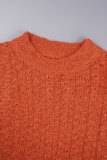 Tangerine Casual Solid Patchwork Draw String O Neck Long Sleeve Two Pieces