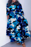 Legergroen Casual dagelijkse eenvoud camouflageprint met riembedrukking maxi-jurken