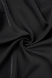 Schwarze Street Solid Patchwork-Tasche mit hohem Öffnungsreißverschluss, gerade, gerade, einfarbige Hose mit hoher Taille