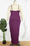 Фиолетовая элегантная однотонная лоскутная юбка на тонких бретельках, платья больших размеров