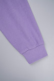 Фиолетовый Повседневные однотонные базовые с длинным рукавом с круглым вырезом Из двух частей