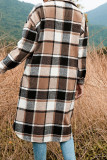 Vêtements d'extérieur décontractés à carreaux en patchwork avec boucle de poche et col rabattu gris