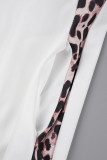 Colletto con cerniera patchwork leopardato nero casual manica lunga due pezzi