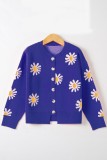 Yellow Casual Embroidery Buttons O Neck Outerwear