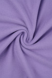 Фиолетовый Повседневные однотонные базовые с длинным рукавом с круглым вырезом Из двух частей