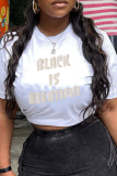 T-shirt con scollo a O con stampa di strada casual nera
