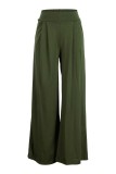 Tinta verde moda casual sólido retalhos regular cintura alta convencional cor sólida bottoms