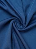 Blå Sexig Solid, urholkad lapptäcke Genomskinlig från axeln Skinny Jumpsuits
