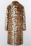 Leopard Print Casual Cardigan Turndown Collar Outerwear