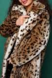 Cárdigan casual con estampado de leopardo Ropa de abrigo con cuello vuelto