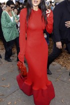 Красное повседневное однотонное длинное платье в стиле пэчворк с круглым вырезом Платья