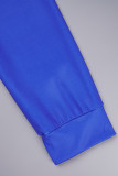 Blauw casual gestreept frenulum met V-hals en lange mouwen, twee stukken