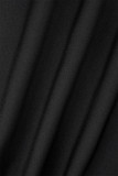 Vêtement d'extérieur à col rabattu avec boutons en patchwork uni décontracté noir