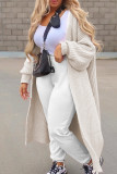 White Grey Casual Solid Patchwork Cardigan Collar Outerwear