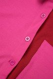 Himmelsblå Casual Color Block Patchwork Pocket Buckle Shirt Krage Långärmad Två delar