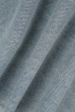 Jean en denim bleu clair imprimé patchwork décontracté à taille haute