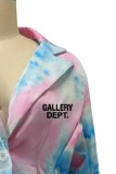 Colour Elegant Print Letter Turn-back Collar Outerwear