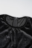 Черные знаменитости однотонные лоскутные перья с круглым вырезом одношаговые юбки платья