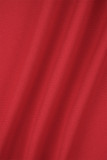 Robes à manches longues imprimées décontractées rouges à épaules dénudées