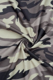 Hauts basiques multicolores décontractés à imprimé camouflage et col en V