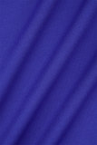 Robes décontractées à manches longues et col rond en patchwork rayé bleu royal