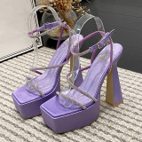 Purple Casual Patchwork Square Out Door Wedges Shoes (Heel Height 5.9in)