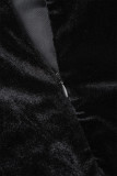 Черные знаменитости однотонные лоскутные перья с круглым вырезом одношаговые юбки платья