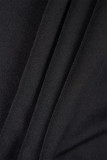 Schwarze, lässige, einfarbige Cardigan-Oberbekleidung