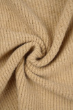 Graue, lässige, einfarbige Oberbekleidung mit Quasten-Patchwork-Taschen-Cardigan-Kragen