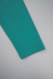 Vert décontracté solide patchwork avec ceinture col rabattu robes à manches longues
