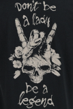 Black Street Daily Print Skull Patchwork T-shirts met O-hals