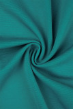 グリーン カジュアル ソリッド パッチワーク ベルト ターンダウン カラー 長袖 ドレス