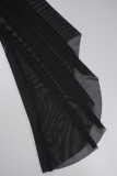 ブラック カジュアル ソリッド パッチワーク バックレス V ネック ブーツ カット ジャンプスーツ