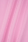 Roze casual effen patchwork kraagoverhemdjurkjurken