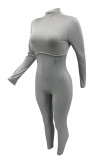 Vita Casual Solid Basic Skinny Jumpsuits med turtleneck