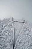 Vêtements d'extérieur à col cardigan en patchwork à pampilles unies gris doux
