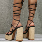 Black Casual Patchwork Frenulum Pointed Out Door Wedges Shoes (Heel Height 4.92in)