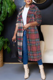 Multicolor Casual Plaid Patchwork Turn-back Collar Outerwear