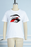 White Street Basis Eyes Tryckta Patchwork O-hals T-shirts