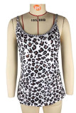 Red Sexy Casual Print Leopard Basic Spaghetti Strap Tops