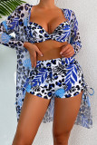 Red Sexy Print Bandage Patchwork 3 Piece Sets