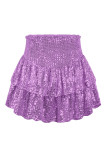 Jupe patchwork décontractée à paillettes taille haute régulière violet