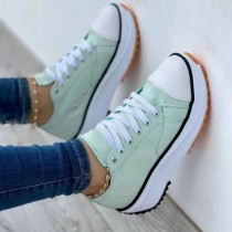 Zapatos de exterior cómodos y redondos con frenillo de retales informales verdes