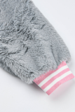 Capispalla con fibbia o collo patchwork con stampa casual grigio rosa