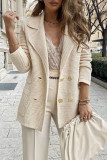 Apricot Casual Solid Cardigan Turndown Collar Outerwear